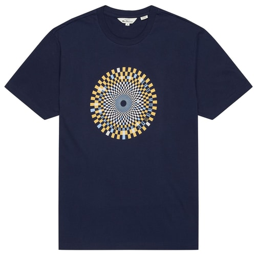 Ben Sherman Ska Karo Print T-Shirt Blau